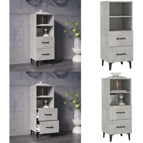 Buffet Gris béton 34,5x34x90 cm Bois d'ingénierie - Buffet Gris - Buffet Moderne - Meuble Rangement - Armoire Cuisine - Commode - Home & Living (1/5)