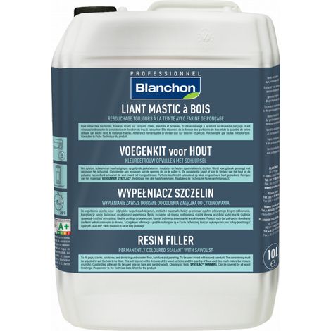 Blanchon – Mastic à bois incolore 10 litres – Résine rapide pour joints et fissures – Application jusqu'à 3 mm d'épaisseur – Séchage rapide (1/3)