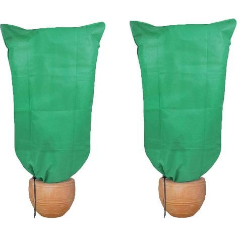 2 pièces 0.8x1m Vert Housse D'hivernage avec Cordon Housses pour Plante Sac Protection pour Plantes de Serrage et Rondelle de Noix de Coco pour Arbre Palmiers Jardin Balcon Tente 70 g/m² (1/5)