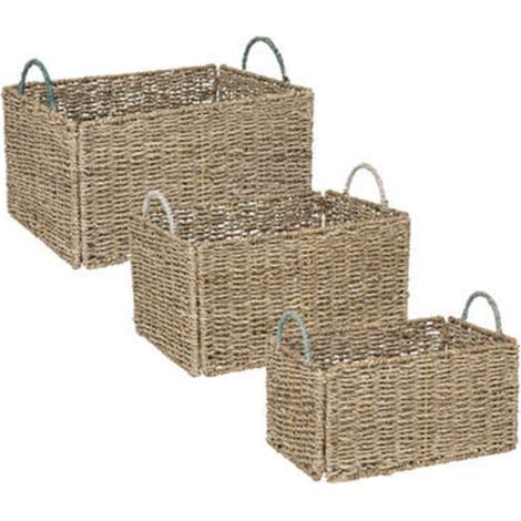 Lot de 3 Caisses Cagettes Déco "Palm" 38cm Beige (1/4)