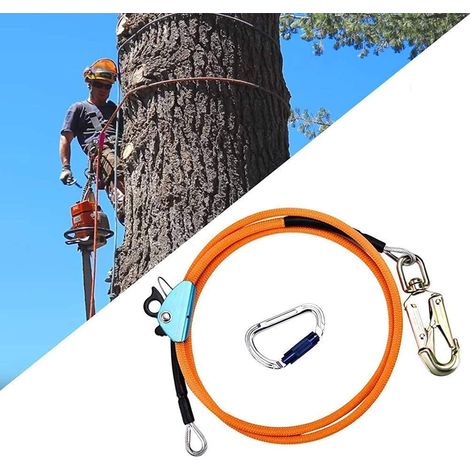 12 mm x 3 m Corde de sécurité extérieure, Ligne Rabattable pour Grimper aux Arbres avec Mousqueton à Triple Verrouillage, Faible étirement, résistant aux coupures (1/5)