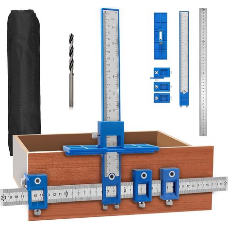 Gabarit de Quincaillerie, Gabarit de Perçage Réglable, Localisateur de Poinçons Avec 4.2mm foret, Guide de Perçage pour Monter des Poignées Sur des Portes ou des Tiroirs (1/5)