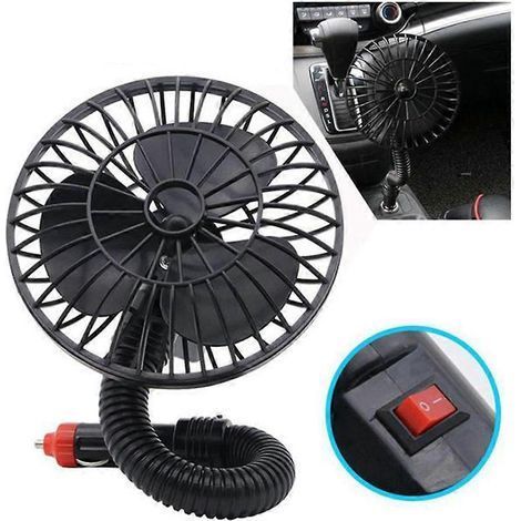 Tragbarer 12-V-Elektro-Autoventilator, leise, 360°-Drehung, verstellbar, ideal für den Sommer – Schwarz (1/3)