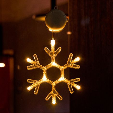 Guirlande Lumineuse De Noël - Silhouette En Forme De Cloche Arbre Renne Flocon D Étoile - À Piles AAA - Avec Ventouse Pour Fenêtre Mur Intérieur (1/5)