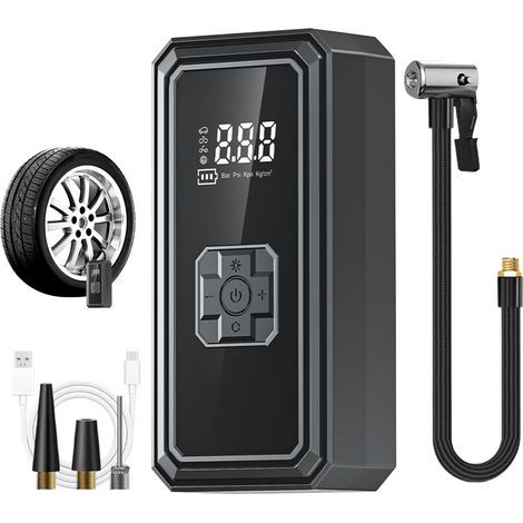 Gonfleur de Pneu Accessoires Véhicule Affichage Numérique Sans Fil - Gonfleur de Pneu Portable pour Voiture Pour Berline Véhicule Auto Vélo Ballons Gonflables Voyage Extérieur Road Trip Cyclisme H