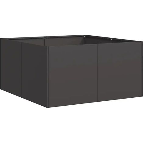 Jardinière noire en acier laminé à froid 80 x 80 x 40 cm avec fond ouvert design moderne espaces extérieurs (1/5)