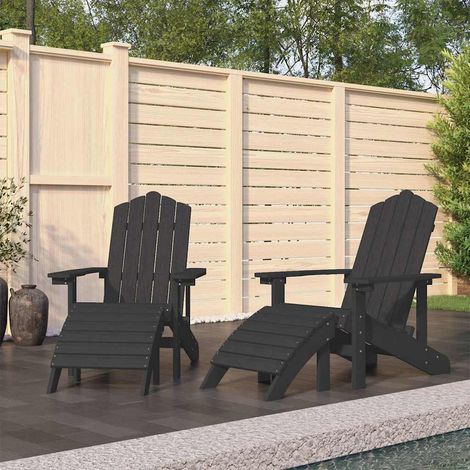 vidaXL Chaises Adirondack lot de 2 avec repose-pieds PEHD Anthracite (1/5)