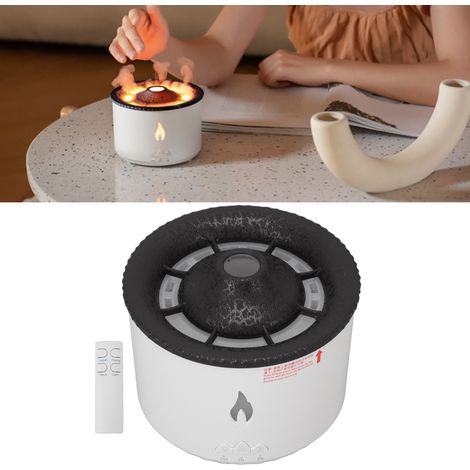 Vulkan-Aroma-Diffusor mit Flammenlampe, Quallen-Sprühbefeuchter, neues Modell, spiralförmiger Luftbefeuchter mit schwarzem Rissmuster und blauer Flamme, zweifarbig, mit Fernbedienung, 100–240 V, europ (1/5)