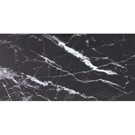 vidaXL Tablero mesa diseño mármol vidrio templado negro 100x50 cm 6 mm (1/5)