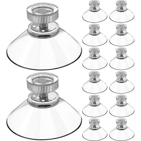 Lot de 12 ventouses transparentes Ø 40 mm – Capacité de charge jusqu'à 2 kg – Pour surfaces lisses et non poreuses – Installation facile (1/5)