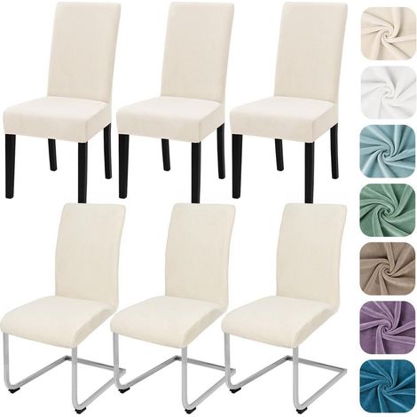 Stuhlhussen 6er Set Stretch Samt, waschbar, für Esszimmerstühle (1/5)
