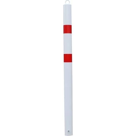 Potelet fixe à sceller 900SP-76-WR BLANC/ROUGE avec barre d'ancrage et oeillet (1/4)