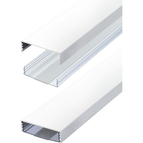 Conduit de câbles Design 50mm Plat en Aluminium laqué Blanc Mat RAL9003 Autocollant 50 mm x 15 mm ® (Longueur: 40cm) (1/5)