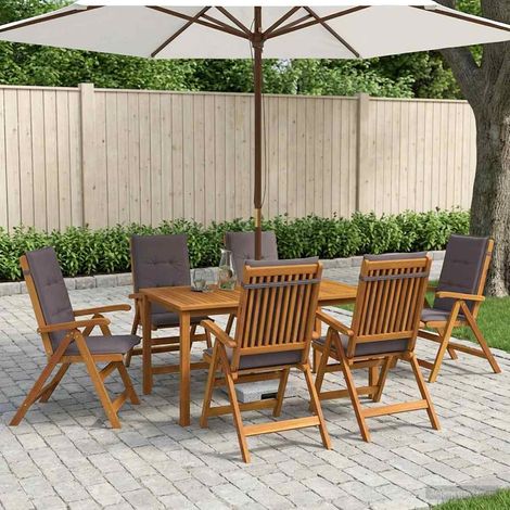vidaXL Conjunto de comedor de jardín de 7 piezas Natural (1/5)