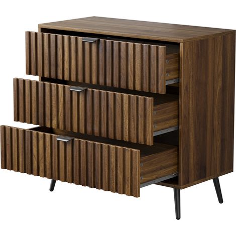 Cassettiera 3 cassetti 80x39x78 cm in MDF finitura noce - CHICFURN (1/5)