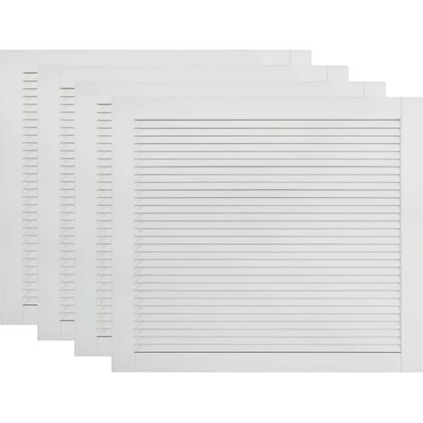 Lot de 4 portes bois de pin massif portes à persiennes portes d'armoire portes d'étagères revêtement pour placard penderie garde-robe 39,5 x 49,4 cm blanc