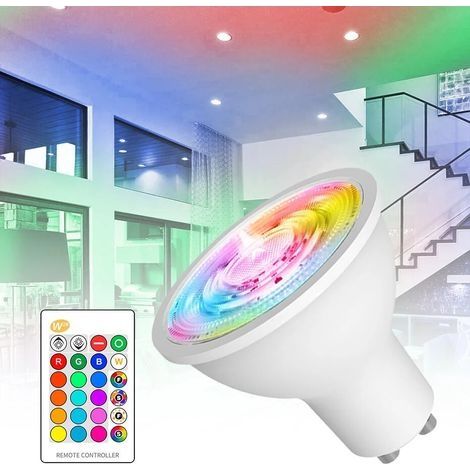 GU10 RGB 8W LED-Lampe mit IR-Fernbedienung, AC 85–265V, Ambiente-Nachtlicht, 16 wechselnde Farben, Warmweiß (1/4)
