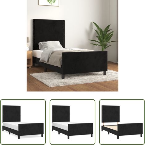 Kopfteil - Bettgestell mit Kopfteil Schwarz 90x200 cm Samt (1/5)