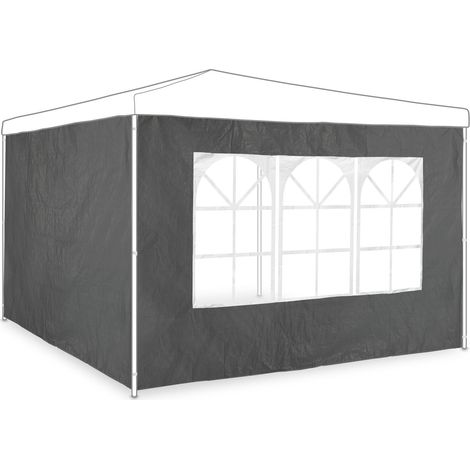 Set di 2 pareti laterali per gazebo da giardino protezione intemperie fissaggio rapido in plastica grigia 130010632