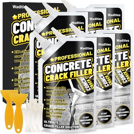 Remplisseur de fissures dans le béton 3.6kg, mastic d'étanchéité pour la réparation du béton des allées, des trottoirs, des terrasses, des joints, scellant à séchage rapide pour l'extérieur - Gris (1/5)