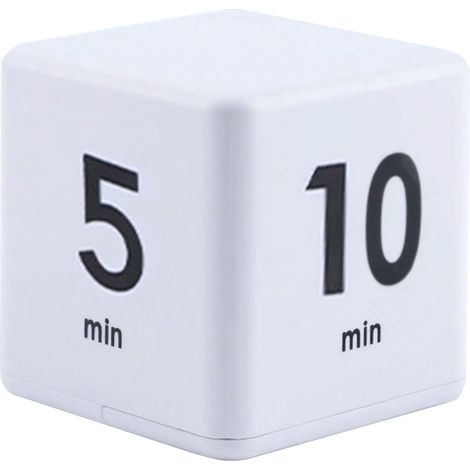 Cube Timer avec Gravity Sensor - Cube Timer Blanc ABS 67mm avec Compteur LED pour Cuisine Bureau Lecture 1/3/5/10 Minutes - Gestion du Temps Portable (1/4)
