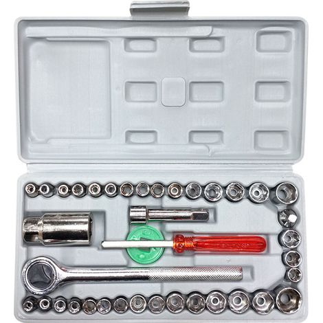 Coffret de 40 clés à douille pour entretien automobile, finition miroir robuste, jeu de clés à rochet (1/5)