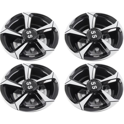 Lot de 4 enjoliveurs de roue de 8 pouces pour voiturette de golf, résistants aux chocs, universels, argentés et noirs, légers, de rechange pour E-Z-GO (1/5)