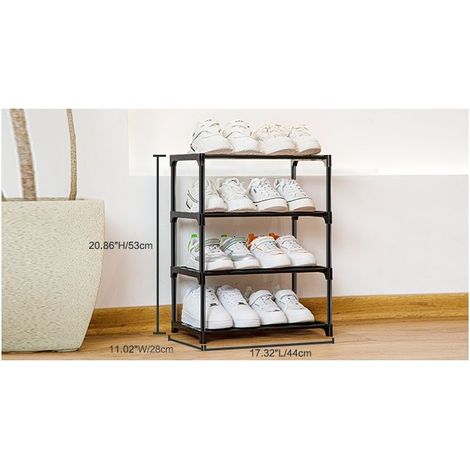 Schuhregal, stapelbarer Schuhschrank aus Metall, kleines 3-stöckiges Schuhregal, Schuhaufbewahrung für 6 Paar Schuhe für Eingangsbereich, Flur, Schlafzimmer (1/4)