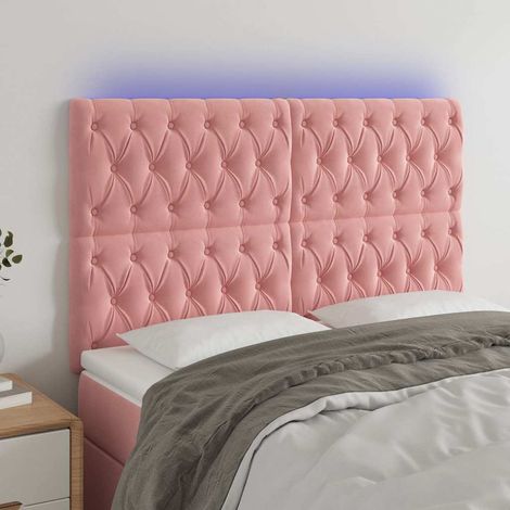 vidaXL Cabecero con luces LED terciopelo rosa 160x7x118/128 cm (1/5)