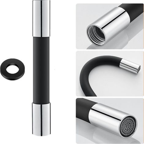 Tuyau d'extension flexible en silicone avec joint étanche et douchette à 360° pour robinet. (1/5)