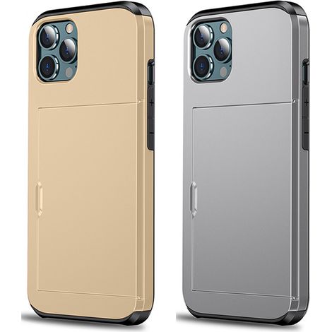Coque Porte-Carte Pour iPhone 14 Pro Max - Slot Intégré Pour 2 Cartes - Protection Renforcée TPU/PC - Compatible Charge Sans Fil - Par Lot De 2 (1/5)
