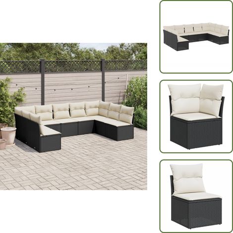 Salon de jardin 9 pcs avec coussins noir résine tressée - Salon De Jardin - Meuble De Jardin - Salon Extérieur - Ensemble Canapé Jardin - Mobilier De Jardin (1/5)