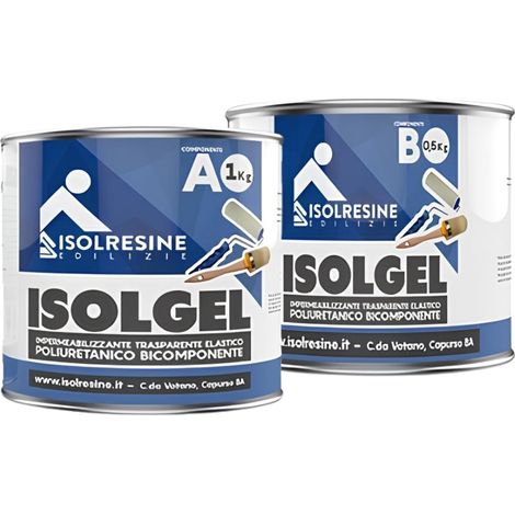 Impermeabilizzante trasparente bicomponente isolgel a 1 kg isolgel b 0,5 kg (1/5)