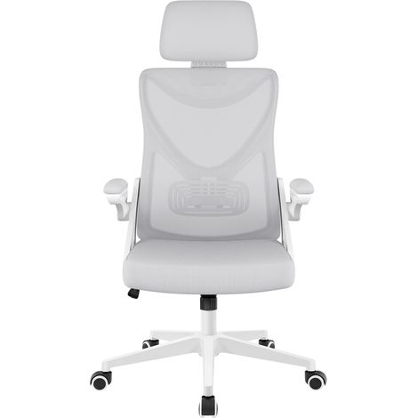 Homevive Silla de Oficina Ergonómica de Malla con Soporte Lumbar Silla de Escritorio Móvil con Reposabrazos Altura Ajustable Reposacabezas Gris Claro