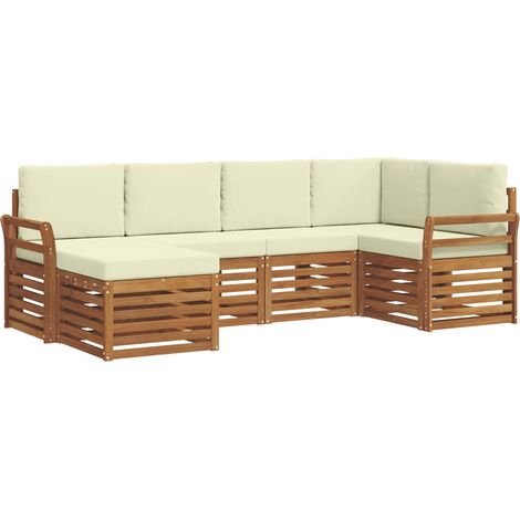 Set divano sezionale con cuscino 6 pcs Naturale e Crema vidaXL
