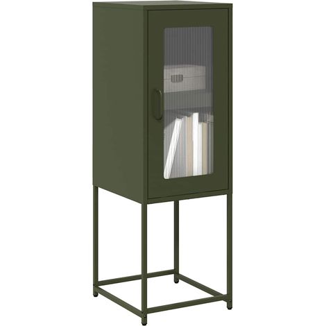 Aparador de acero laminado en frío verde oliva 36x39x107 cm vidaXL (1/5)