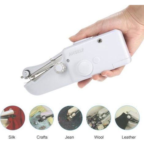 Mini Machine à coudre - Portable - Électrique - Sans fil - Idéale pour réparations rapides - Blanc (1/4)