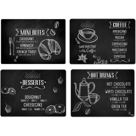 Lupia Tovagliette Americane Lavabili Set 4 pz PVC BLACKBOARD 28,5x43 cm (1/4)