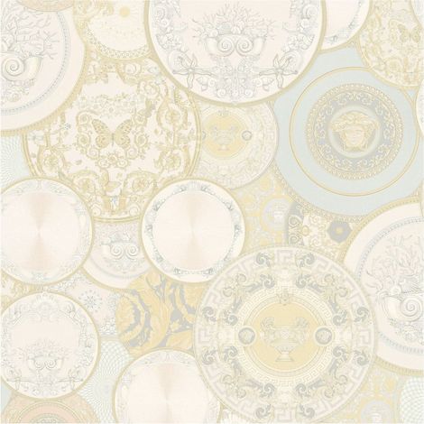 Exclusive luxury wallpaper wall Profhome 349012 non-woven wallpaper slightly textured design shiny gold silver cream white 7.035 m2 (75 ft2) (1/5)