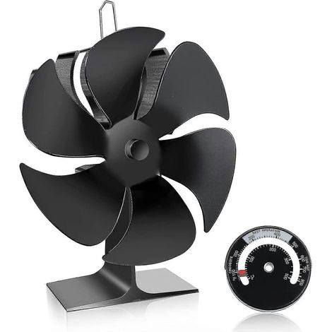 Ventilateur de poêle Everenty à 6 pales et démarrage silencieux, pour poêle à bois et cheminée à énergie thermique. (1/3)