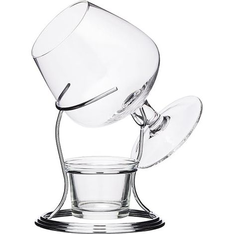 BarCraft Juego de Regalo de Vaso de Brandy y Calentador, Vaso de 350ml, Soporte para Velas de té y Soporte de Metal, Juego de 3 Piezas