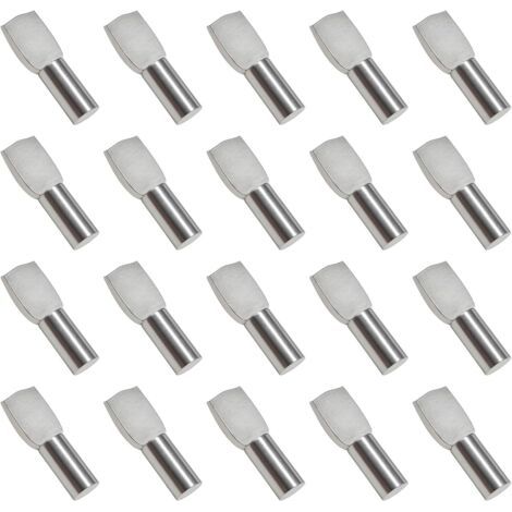 QORVA-50Pcs Taquet Etagere,Support d'Étagère Étagère Broches Cheville Etagere Supports de Plaque en Métal Nickelé pour Armoire, Bureau et Étagère- 5mmX19mm