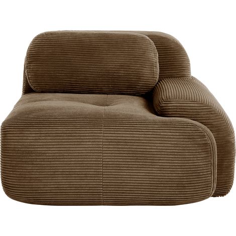 Canapé d'angle modulable - Velours côtelé brun - 104x103x70 cm - 18.2 kg - Design épuré - Accoudoirs courbés (1/5)