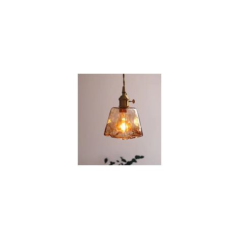 Type A -éclairage à la maison Intérieur e27 lampe à suspension en verre ambré lampe en verre de style vintage-Avec lumière chaude LED 4W (1/4)