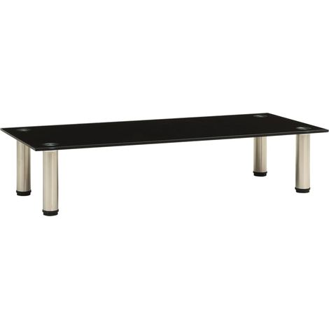 Meuble TV Noir 80x35x17 Verre trempé (1/5)