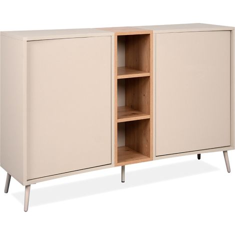 Buffet 2 portes 3 niches sable/effet bois Sinop (1/5)