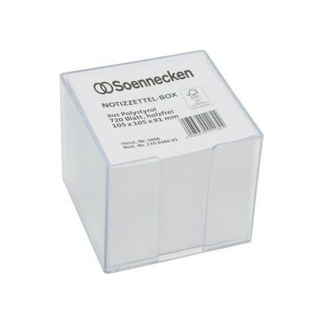 SOENNECKEN Zettelbox Soennecken 10,5 x 10,5 x 9,1 cm (B x H x T) 9,7 x 9,7 x 8,2 cm (B x H x T) 720Bl. gefüllt Kunststoff transparent (1/3)