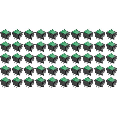 50 Interrupteurs à bascule miniatures 4 broches 2 positions, laiton, haute intensité 125/250V, vert, pour bateau (1/5)