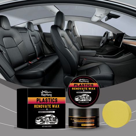 Auto-Kunststoffpflegecreme, entfernt Kratzer und Flecken, lässt Autos wie neu aussehen – 100 g + Schwamm -- BIEMMEDUE (1/5)