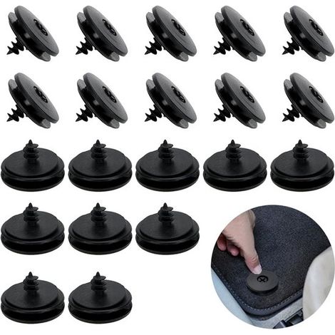 Lot de 20 fixations universelles rondes pour tapis de sol de voiture - Clips de fixation noirs - Butées antidérapantes pour tapis de sol de voiture (BMW, Ford, multicolore) (1/5)